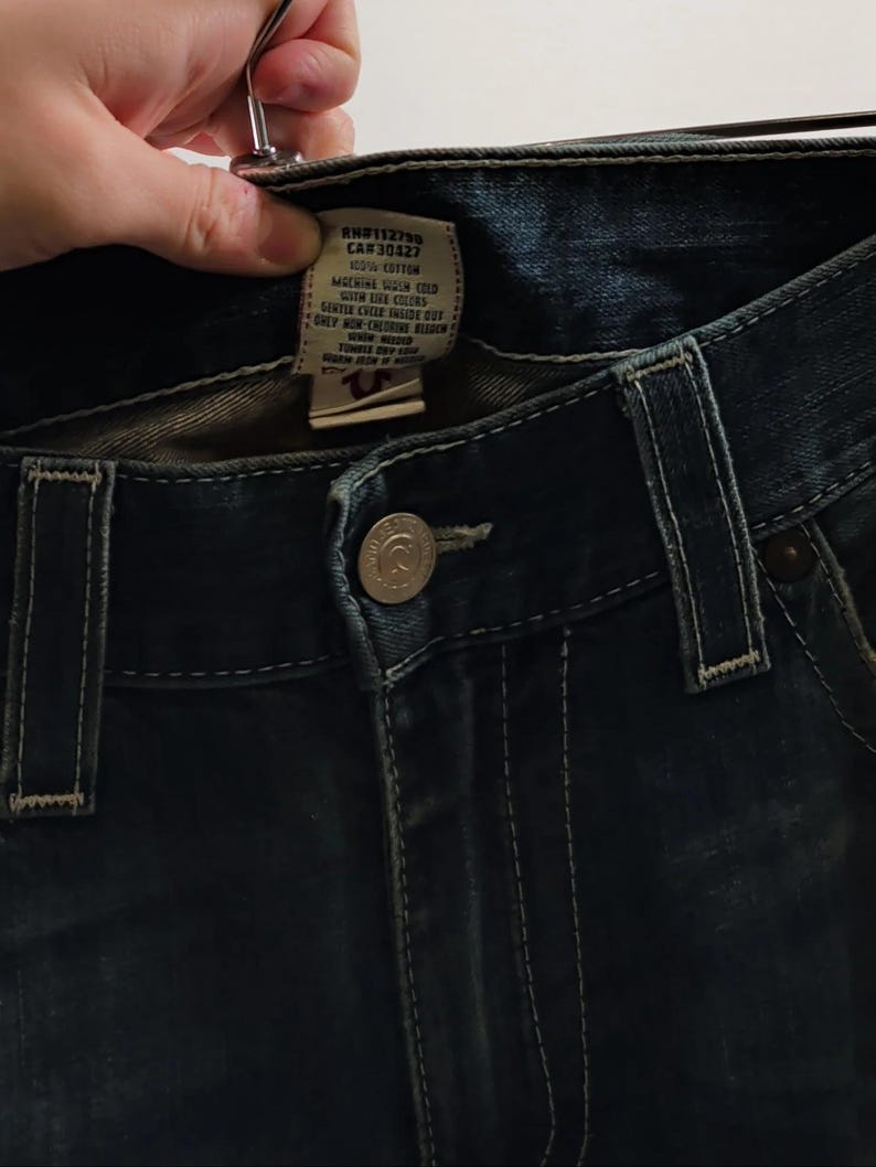 Vintage Cut-off True Religion Jeans in Blue W36 afbeelding 6