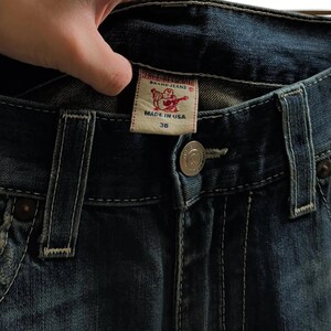 Vintage Cut-off True Religion Jeans in Blue W36 afbeelding 5