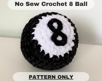 No Sew Crochet 8 Ball Pattern, No Sew Crochet Pattern, 8 Ball, Pattern Only, Eight Ball Crochet Pattern, Eight Ball Pattern