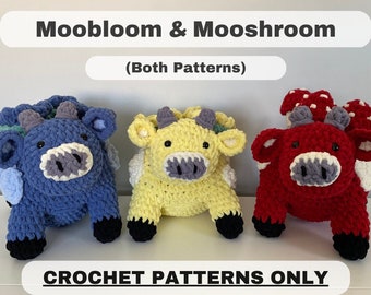 Moobloom & Mooshroom Crochet Patterns, Moobloom Crochet Pattern, Mooshroom Crochet Pattern, Minecraft Crochet Patterns, Cow Crochet Patterns