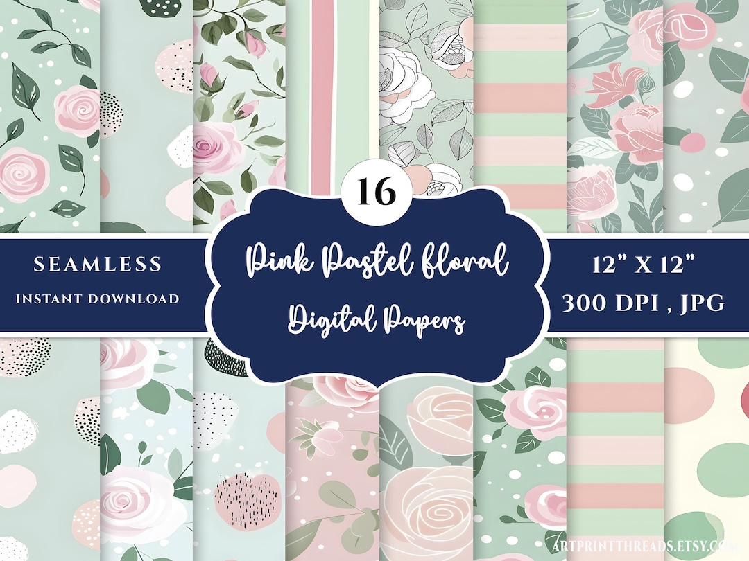 Pastel Pink Floral Pattern, Seamless Floral Backgrounds , Digital Paper ...