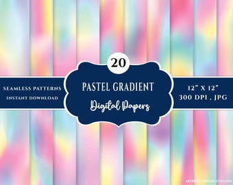 Digitaal papier met pastelgradiënt, naadloze abstracte achtergronden (digitale download)