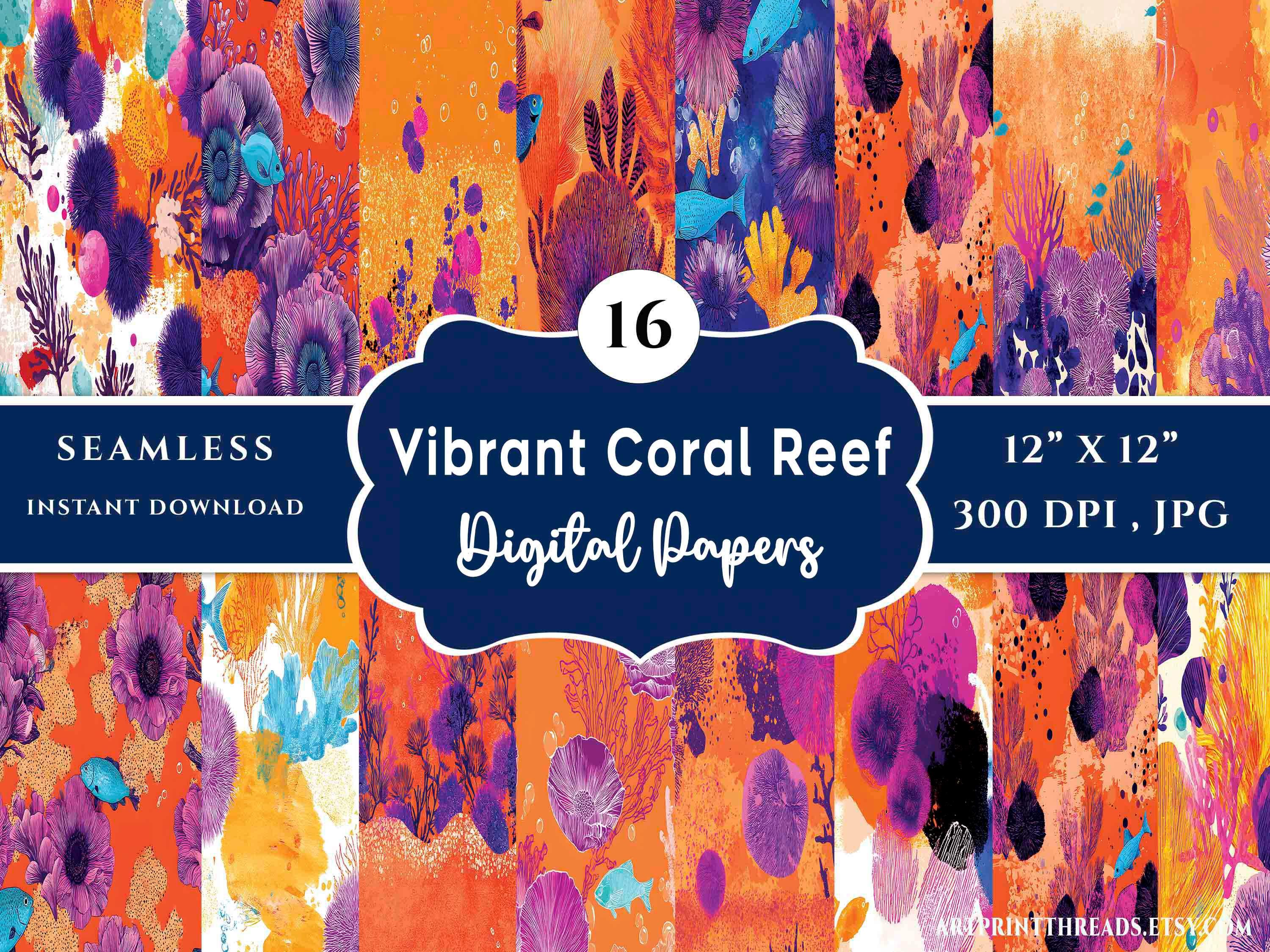 Coral Reef Digital Paper: Seamless Ocean Pattern (Digital Download)