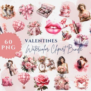 Watercolor Valentines Day Clipart , Cute Romantic Clipart, Valentine Png , Blush Pink Watercolor Love Hearts , Planner Invitation Clipart