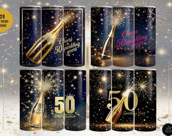 Paquete de imágenes PNG para envoltorios de vasos de 50 cumpleaños, Diamantes y Perlas (Digital)