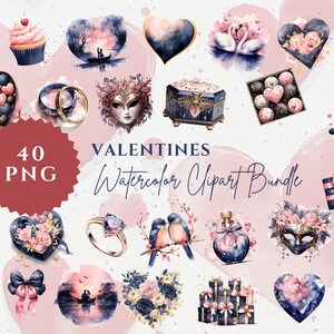 Watercolor Valentines Day Clipart , Cute Romantic Clipart, Valentine Png , Blush Pink Watercolor Love Hearts , Planner Invitation Clipart