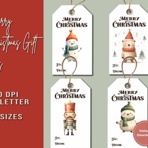 Merry Christmas Gift Tag, Printable Christmas Gift Tags, Holiday Gift Tags, Party Favor Tags, Downloadable Christmas Gift Label, Hang Tags