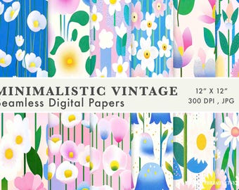 Vintage Floral Digital Paper Pack, Seamless Flower Pattern (Digital Download)