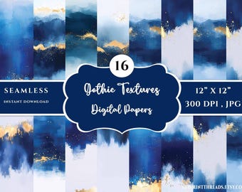 Navy Blue and Gold Abstract Texture, Colorful Backgrounds and Patterns, Watercolor Texture, Printable Digital Art Print, Background Texture