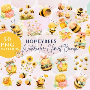 Aquarel honingbij clipart, honing hommel pot png, Spring Garden Bee Clip art PNG-afbeeldingen, Instant download, gratis commercieel gebruik
