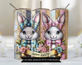 Easter Bunny Tumbler Wrap, 20oz Skinny Easter Tumbler PNG Sublimation Design, Happy Easter Trendy Tumbler PNG Download, Easter Bunny Tumbler