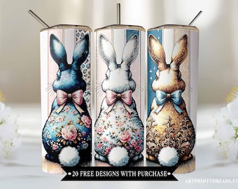 Easter Bunny Tumbler Wrap, 20oz Skinny Easter Tumbler PNG Sublimation Design, Happy Easter Trendy Tumbler PNG Download, Easter Bunny Tumbler