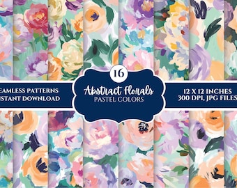 Pastel Floral Pattern, Abstract PNG, Sublimation Designs (Digital Download)