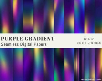 Mystical Purple Ombre Digital Paper, Seamless Gradient Texture (Digital Download)