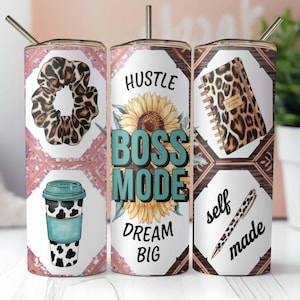 Boss Mode Tumbler Wrap, Donna imprenditrice 20oz Skinny Sublimation Tumbler Design, Donna imprenditrice Tumbler Wrap Sublimation Design