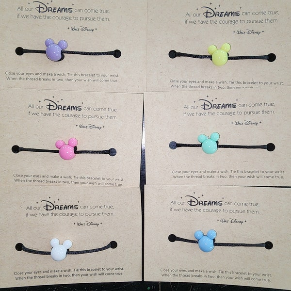 50 Disney Mickey Mouse Charm Wish Bracelets (Great for Pixie Dust Gifts)