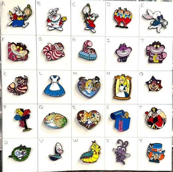 5. Enamel Disney pins - Fantasy Made -Alice in Wonderland/Cheshire/A Bugs Life & More