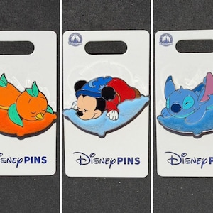 Pines Disney auténticos - NUEVOS pines de la serie Sleeping Sorcerer Mickey/Stitch/Orange Bird de Walt Disney World WDW