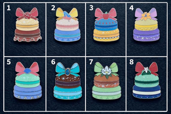 AUTHENTIC Disney Pins - Princess Pastries - Cinderella/Snow White/Rapunzel/Belle/Tiana/Jasmine/Ariel/Mulan