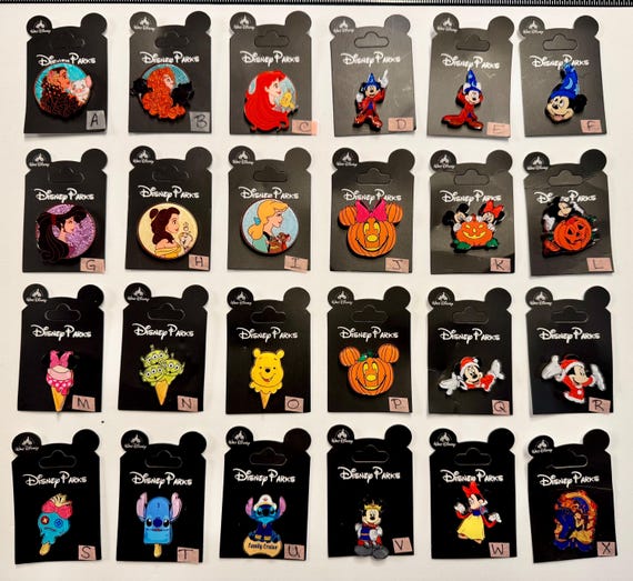 A. Acrylic Disney Pins - Fantasy Made - Pooh/Sorcerer/Princess/Stitch - Replicas