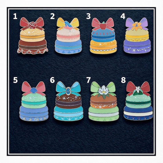 AUTHENTIC Disney Pins - Princess Pastries - Cinderella/Snow White/Rapunzel/Belle/Tiana/Jasmine/Ariel/Mulan