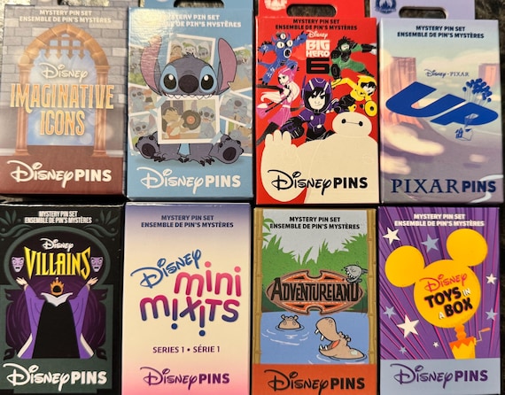Authentic Disney Pins - UNOPENED Mystery Pack with 2 Pins Mini Mixits/Princess Pastries/Imaginative Icons/Character Folding Fans