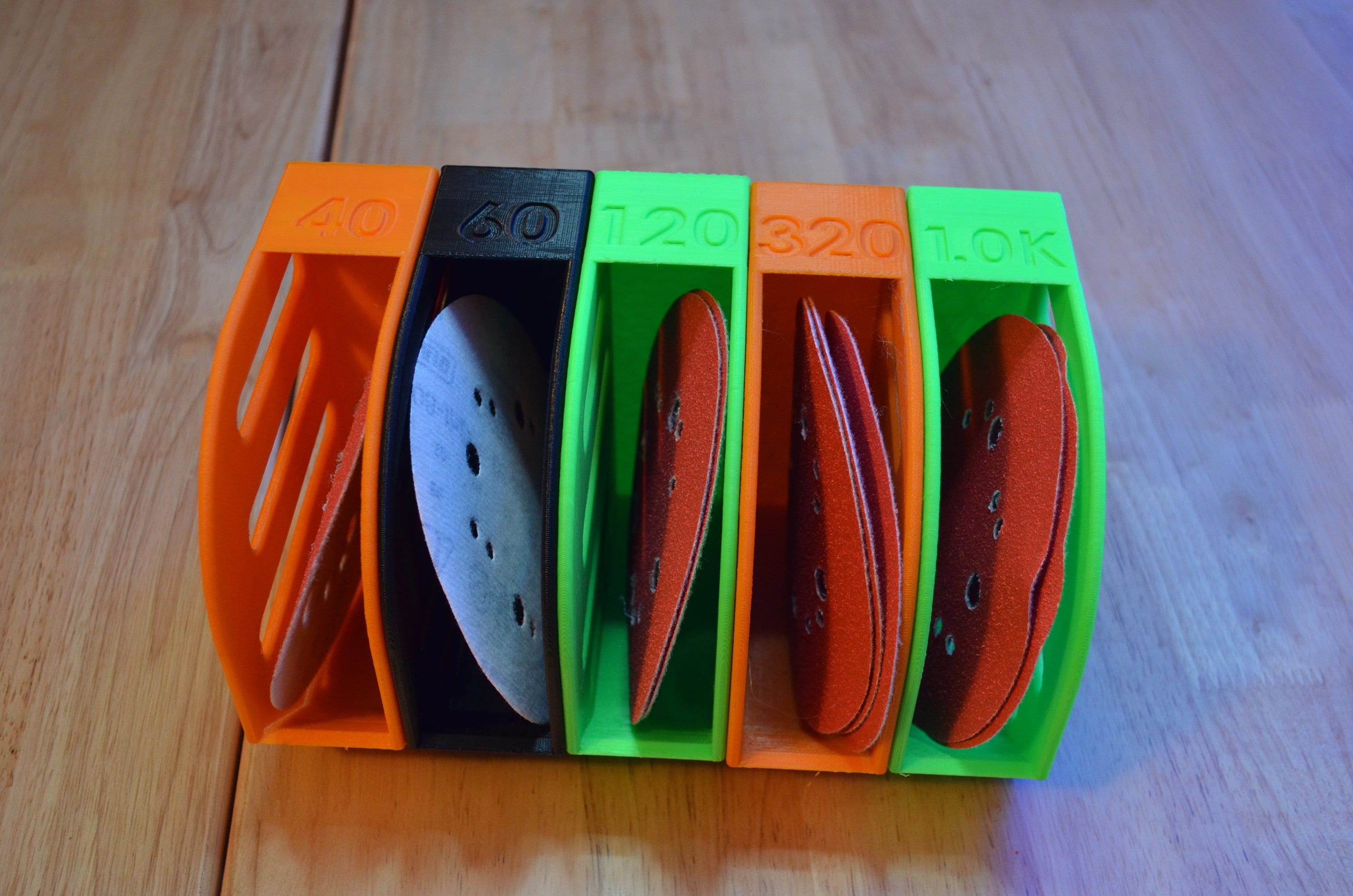 Get organized: 3d printed 6" sanding pad organizer with custom labels in multiple colors - your workshop's best friend!