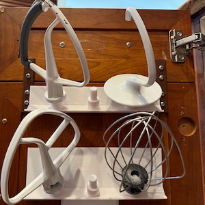 KitcgenAid Stand Mixer Wall Mount - Holds 3 Attachments - Cabinet Door Organizer - Space-Saving Kitchen Storage