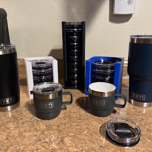 3D-Printed Yeti Tumbler Lid Holder | Organize Small, Medium & Large Lids | 5 or 10-Lid Storage Options
