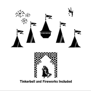 Disney Castle Wall Decal | Disney Castle Photo Castle Decal | Disney Castle Sticker | Disney Photo Wall Sticker | Fireworks | Tinkerbell