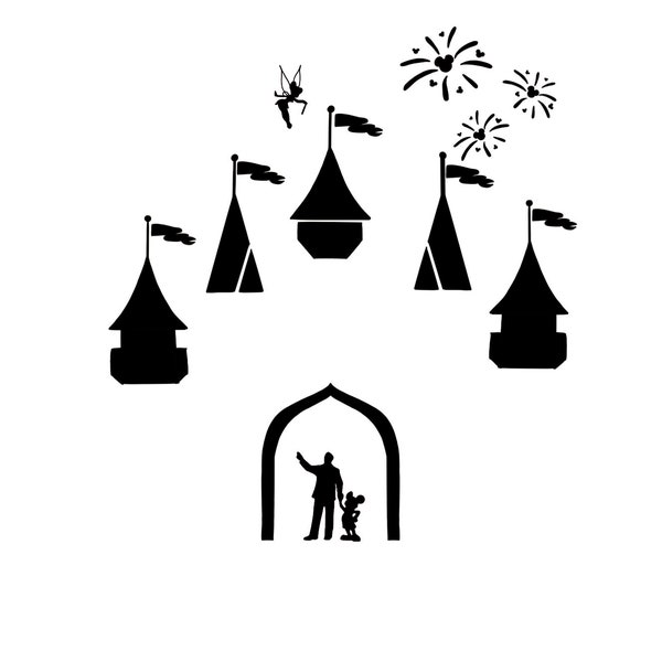 Disney Castle Wall Decal | Disney Castle Photo Castle Decal | Disney Castle Sticker | Disney Photo Wall Sticker | Fireworks | Tinkerbell