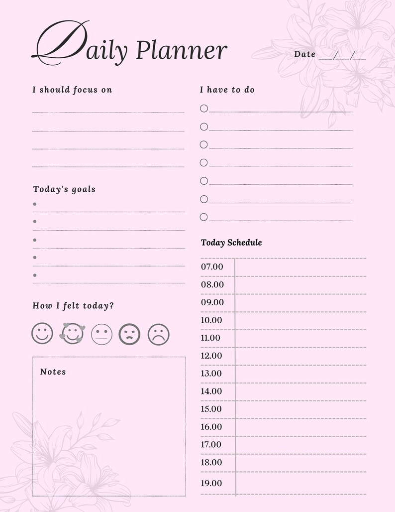 To Do List for Today, Instant Download, Minimal Design, Productivity