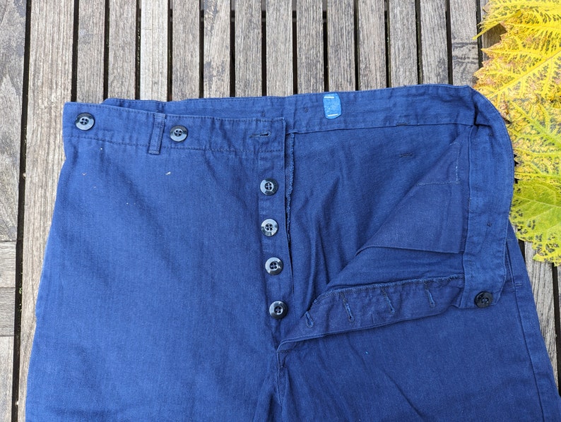 Vintage Workwear Hose/ Arbeiterhose Stilvoll und Robust in Blau mit Fischgrätenmuster imagem 3
