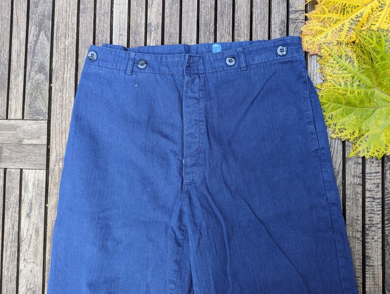 Vintage Workwear Hose/ Arbeiterhose Stilvoll und Robust in Blau mit Fischgrätenmuster imagem 2
