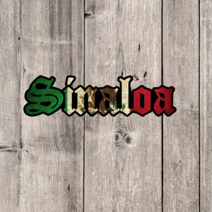 Sinaloa Sticker Vinyl Mexico Flag Text Word