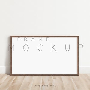 16x9 Rahmenmodell, minimalistischer Holzrahmen Mockup, Horizontaler Rahmen Mockup, Posterrahmen Mockup, Print Mockup Rahmen, modernes digitales Mockup, L89