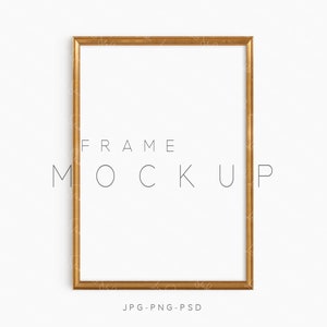 A4 Gold Frame Mockup, Minimalist Wood Frame Mockup, Vertical Frame Mockup, Poster Frame Mockup, Print Mockup Frame, Modern Digital Mockup,