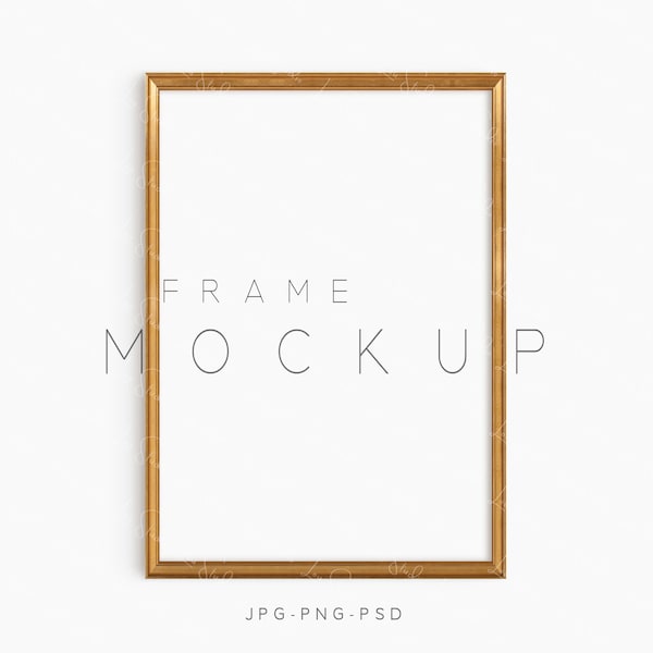 A4 Gold Frame Mockup, Minimalist Wood Frame Mockup, Vertical Frame Mockup, Poster Frame Mockup, Print Mockup Frame, Modern Digital Mockup,