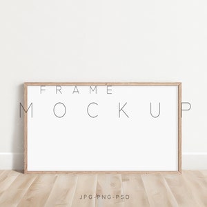 16x9 Rahmen Mockup, minimalistischer Holzrahmen Mockup, horizontaler Rahmen Mockup, Posterrahmen Mockup, Print Mockup Rahmen, modernes digitales Mockup, L88