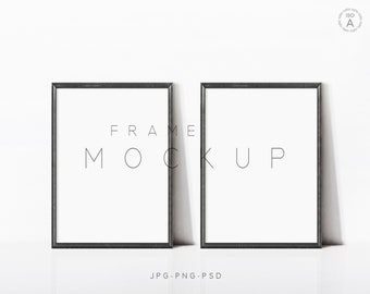 A4 Black Frame Mockup, Minimalist Wood Frame Mockup, Vertical Frame Mockup Set of 2, Poster Frame Mockup, Print Mockup Frame, Black Frame