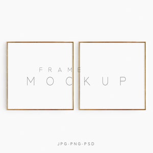 Wood Thin Frame Mockup, Square Frame Mockup, Digital Frame Mockup, Thin Wood Frame Mockup, Gold Thin Frame, Modern Digital Mockup