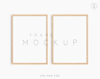 A4 Minimalist Wood Frame Mockup, Modern Poster Mockup (Digital Download)
