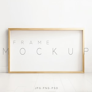 16x9 Frame Mockup, TV Frame Mockup, Minimalist Wood Frame Mockup, Horizontal Frame Mockup, Poster Frame Mockup, Print Mockup Frame, L118