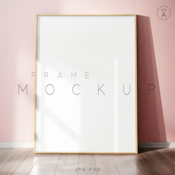 A4 Holzrahmen Mockup Rosa & Gelb (Digitaler Download)