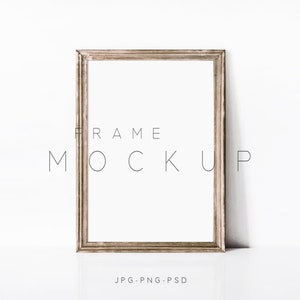 A4 Vintage  Frame Mockup, Rustic Wood Frame Mockup, Vertical Frame Mockup, Poster Frame Mockup, Print Mockup Frame