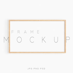 16x9 Rahmen Mockup, minimalistischer Holzrahmen Mockup, horizontaler Rahmen Mockup, Posterrahmen Mockup, Print Mockup Rahmen, modernes digitales Mockup