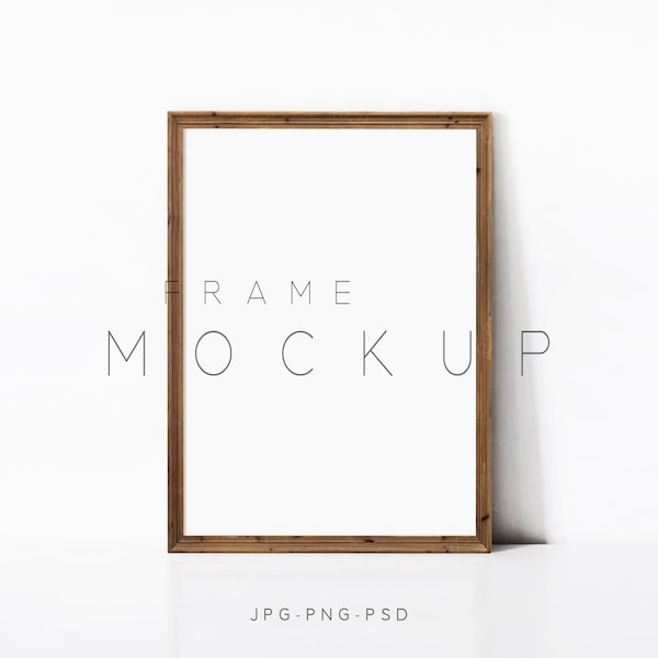 A4 Frame Mockup, minimalistisch houten frame mockup, verticaal frame mockup, posterframe mockup, print mockup frame, rustiek houten digitale mockup