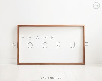 16x9 Minimalist Wood Frame Mockup (Digital Download)