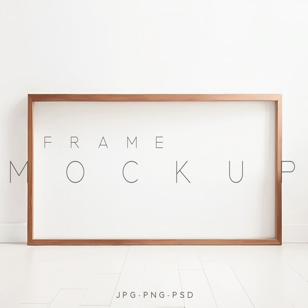 16x9 Frame Mockup, TV Frame Mockup, Minimalist Wood Frame Mockup, Horizontal Frame Mockup, Poster Frame Mockup, Print Mockup Frame, L108