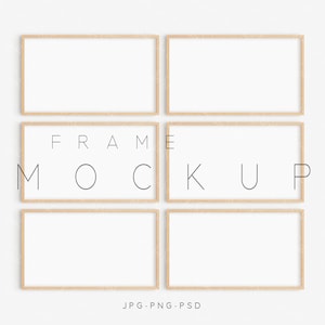 16X9 Frame TV  Frame Mockup, Set Of 6 Frame Mockup, Horizontal Mockup Frame, Frame TV Art Frame,  Wood Digital Art Frame Mockup, L70